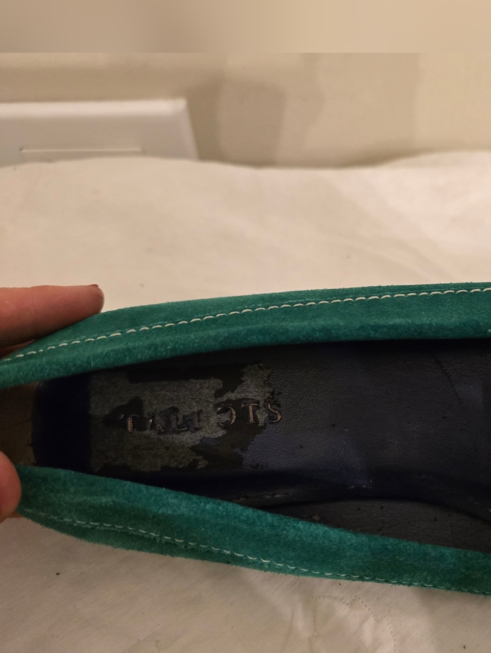 Talbots Green Suede Penny Loafers T Loafers In Excellent Condition Size 9.5 - Picture 5 of 7